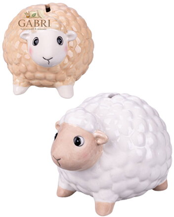 Pokladnička zvířátko ovečka porcelánová dětská kasička 2 barvy