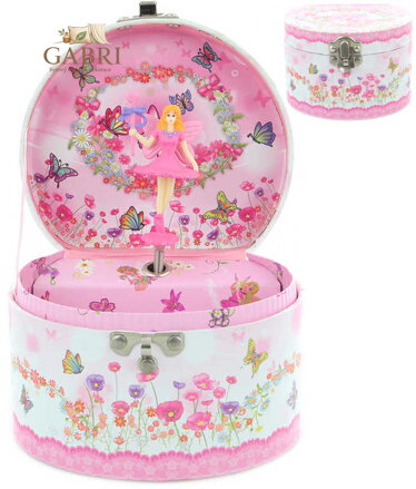 Šperkovnice hrací skříňka s panenkou vílou na natažení v sáčku