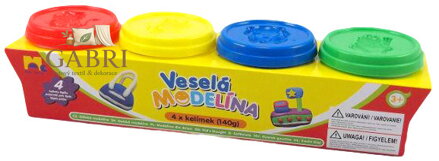 Veselá modelína barevná sada 4 kelímky 140g modelovací hmota