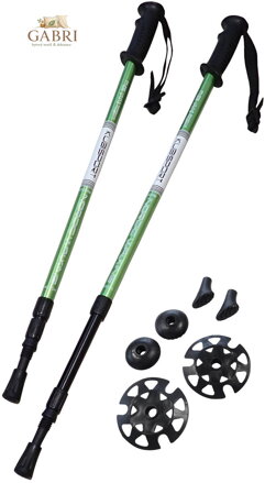 KUBISPORT Trekingové hole set 1 pár s příslušenstvím zelené