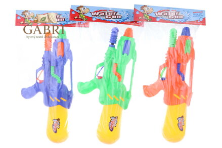Pistole vodní barevná 40cm se zásobníkem na vodu 3 barvy plast v sáčku