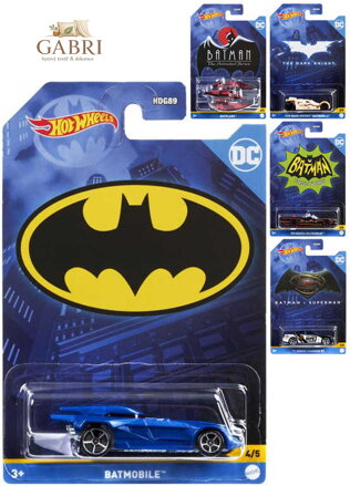 MATTEL HOT WHEELS Auto tématické Batman 5 druhů na kartě