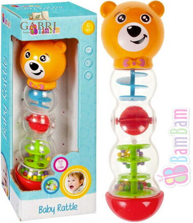 BAM BAM Baby chrastítko kuličkové medvídek s bludištěm pro miminko plast