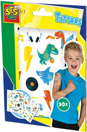 SES CREATIVE Tetování pro děti 2 archy set 50ks tetovačky pro kluky