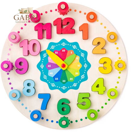 WOODY DŘEVO Hodiny didaktické 31cm s počítáním *DŘEVĚNÉ HRAČKY*