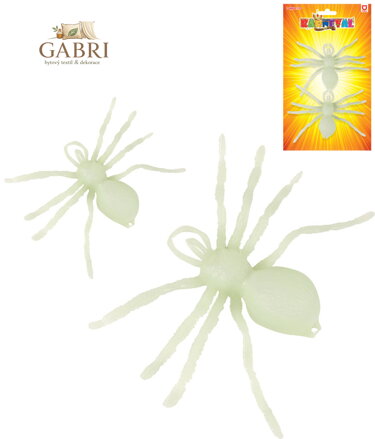 Pavouk 17cm halloween dekorace svítící ve tmě fosforeskuje set 2ks