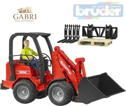 BRUDER 02191 Nakladač Schäffer Hoflander model 1:16 set s příslušenstvím plast