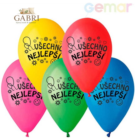 GEMAR Balónek nafukovací 26cm potisk VŠECHNO NEJLEPŠÍ různé barvy 1ks
