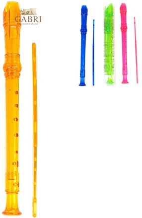 Flétna dětská barevná průhledná s čistítkem 4 barvy plast *HUDEBNÍ NÁSTROJE*