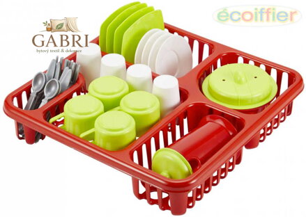 ECOIFFIER Kuchyňský set dětské plastové nádobí + odkapávač 29x29cm