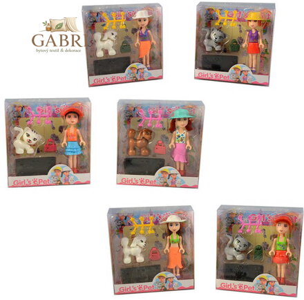 Panenka se zvířátkem 12cm mini herní set s mazlíčkem a doplňky 6 druhů