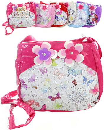 Kabelka dětská plastová květinonvá s motýlky s popruhem přes rameno 6 druhů