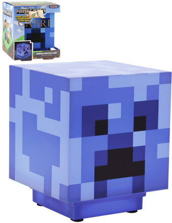 Minecraft Crepper dekorativní modrá lampa na baterie LED Světlo Zvuk