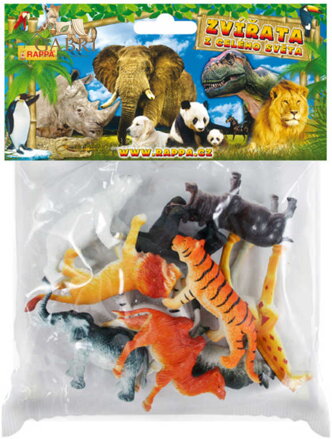 Zvířata divoká Safari 6,5 cm plastové figurky zvířátka set 10ks v sáčku