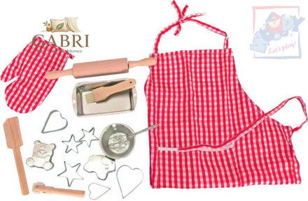 WOODY Sada pečící se zástěrou a tvořítky *DŘEVĚNÉ HRAČKY*