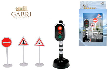 Dopravní set plastový semafor svítící + 3 dopravní značky