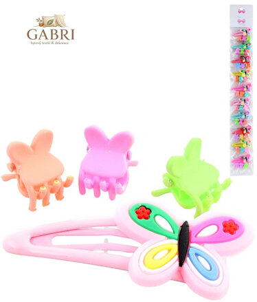 Vlasové dětské doplňky set ozdobná sponka + 3 skřipečky různé druhy