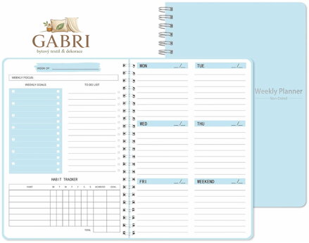 Diář nedatovaný plánovací motivační kalendář týdenní A5 kroužková vazba