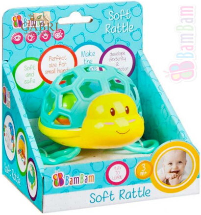 BAM BAM Baby chrastítko želva s kuličkou v krabici pro miminko