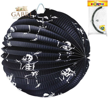 KARNEVAL Lampion Kostlivci kulatý papírový 25cm na svíčku