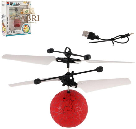 Koule vrtulníková červená ovládání pohybem ruky na baterie USB Světlo