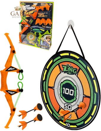 ZING Bullz Eye Luk se 3 šípy s terčem do vnitřních prostor plast 2 barvy v krabici