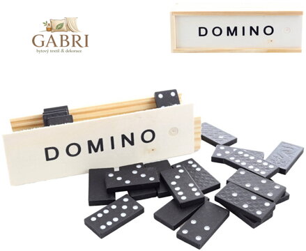 Hra Domino plastové dílky v dřevěné krabičce *SPOLEČENSKÉ HRY*