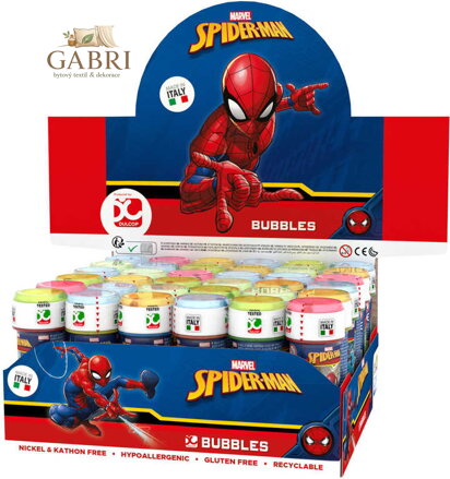 Bublifuk Spiderman 60ml dětský bublifukovač s hrou ve víčku