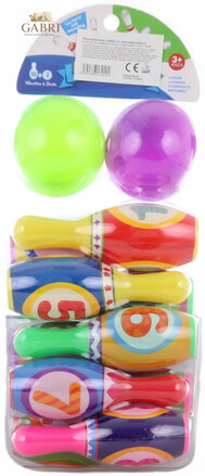 Hra Kuželky barevné s čísly set 10ks se 2 koulemi bowling