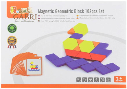 VIGA DŘEVO Tangramy magnetické tvary 102 dílků puzzle skládačka