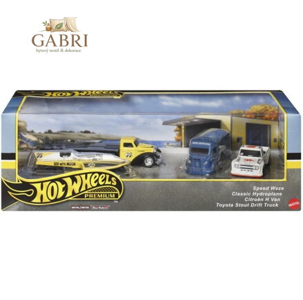 MATTEL HOT WHEELS 3ks prémiový angličák s týmovým tahačem - závod Le Mans 1:64