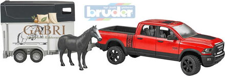 BRUDER 02501 (2501) Set auto terénní džíp RAM s přepravníkem a koněm model 1:16