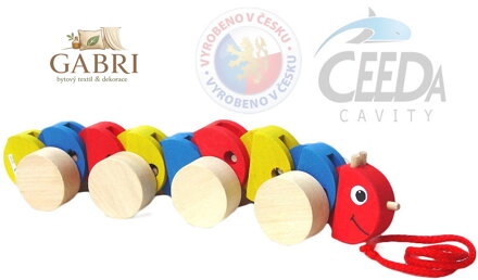 CEEDA DŘEVO Baby housenka tahací vlnící se *DŘEVĚNÉ HRAČKY*