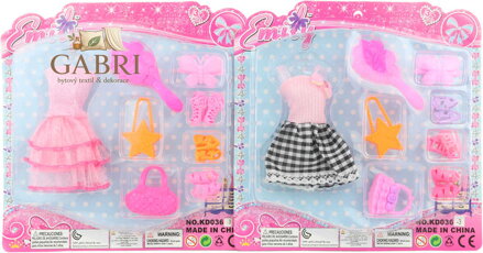 Šatičky pro panenky set obleček s botičkami a doplňky 2 druhy