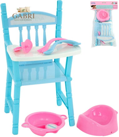 Stolička jídelní židlička na krmení pro panenku miminko set s nočníkem a doplňky