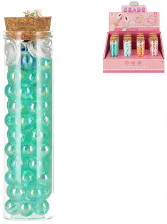 MEGA CREATIVE Korálky navlékací perleťové s provázky 4 barvy v dóze