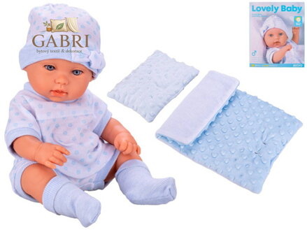 Panenka miminko set batole s peřinkami modré tvrdé tělíčko