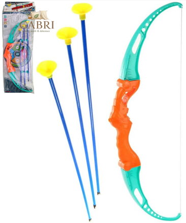 Luk a 3 soft šípy na přísavku plastový dětský herní set s terčem