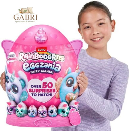ASMODEE Rainbocorns: Eggzania Fairy Mania mega velké vajíčko 50 překvapení