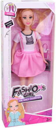 Panenka fashion 29cm letní růžové krátké šaty s kočičkou v krabici