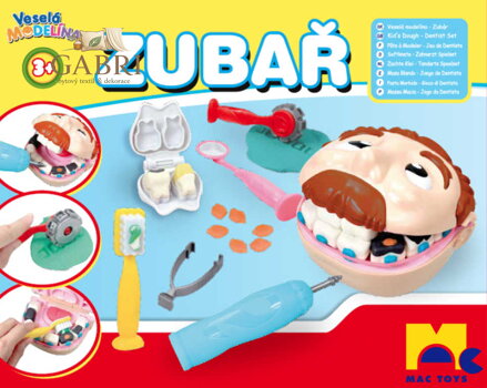 MAC TOYS Modelína malý zubař set hlava s vrtačkou na baterie s nástroji plast