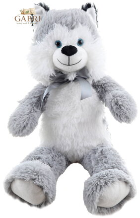 PLYŠ Pes Husky 55cm s mašlí *PLYŠOVÉ HRAČKY*