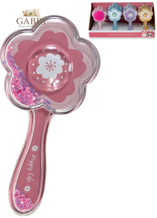 Kartáč dětský hřeben na vlasy s konfetami květina 4 barvy