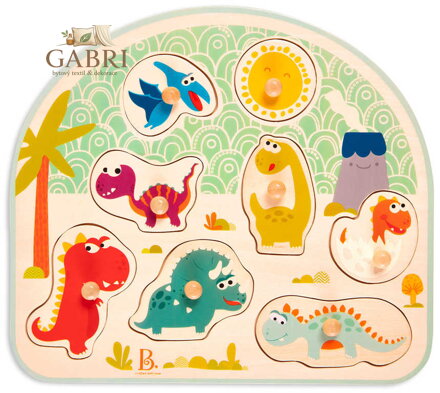 B-TOYS DŘEVO Baby puzzle dinosauři vkládací na desce 8 dílků *DŘEVĚNÉ HRAČKY*