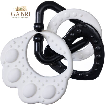 PROFIBABY Baby kousátko tlapka medvědí silikonová kontrastní se 3 přívěsky