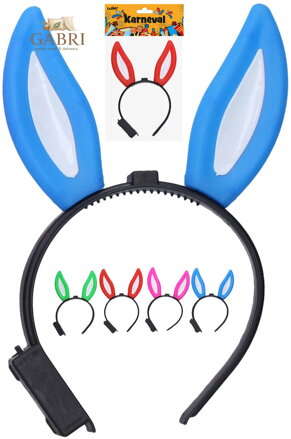 KARNEVAL Čelenka uši králičí na baterie 4 barvy Světlo