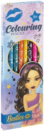 Pastelky Besties dětské barevné dekorované set 8 barev v krabičce