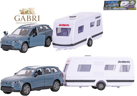 KIDS GLOBE Traffic auto Volvo EX90 set s karavanem zpětný chod kov