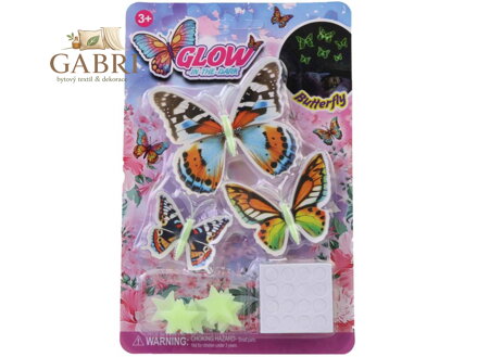Motýli 3D + hvězdičky nástěnná dekorace svítící ve tmě