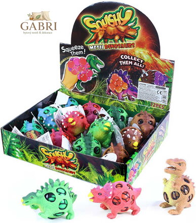 Dinosaurus strečový mačkací míček 5-9cm antistresový bublinový mění barvy